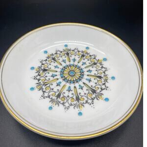 Vintage‎ Royal Worcester Porcelain Trinket Dish w/ Blue & Red Enamel Design